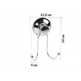 Крючок двойной настенный на вакуумной присоске, хром. сталь, FIX LOCK, PERFECTO LINEA