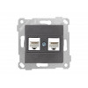 Розетка компьютерная 2xRJ45 (Cat6, скрытая, без рамки) дымчатая, RITA, MUTLUSAN