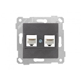 Розетка компьютерная 2xRJ45 (Cat6, скрытая, без рамки) дымчатая, RITA, MUTLUSAN