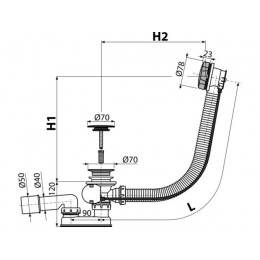 Сифон для ванны автомат, металл, Alcaplast