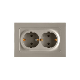 Розетка 2-ая (скрытая, с/з,) песочная, Astrum, BYLECTRICA