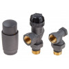 Комплект кранов осевой 1/2" для радиатора Серый, AV Engineering (инд. упак.)