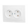 Розетка 2-ая (скрытая, б/з) белая, Стандарт, Юпитер