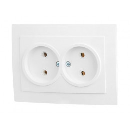 Розетка 2-ая (скрытая, б/з) белая, Стандарт, Юпитер