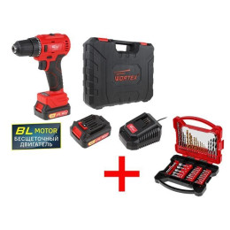 Аккум. дрель-шуруповерт WORTEX BD 1220-1 DLi в чем. + АКЦИЯ(41пр. оснастки в подарок)