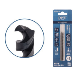 Сверло по металлу ц/х 3.2х36х65 мм HSS-Co, комплект из 2-х шт Black EXPERT STARTUL