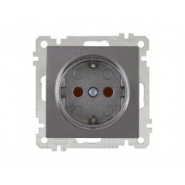 Розетка 1-ая (скрытая, с/з, шторки) дымчатая, ELITRA, MUTLUSAN
