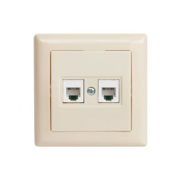 Розетка телефонная 2хRJ12 (скрытая) кремовая, DARIA, MUTLUSAN