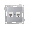 Розетка телефонная + компьютерная (RJ12+Cat5e, скрытая, без рамки) серебро, RITA, MUTLUSAN