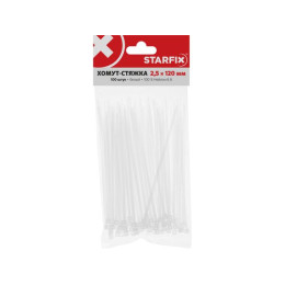 Хомут-стяжка 2.5х120 мм белый (100 шт в уп.) STARFIX