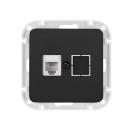 Розетка 1-ая телефонная (скрытая) карбон, Astrum, BYLECTRICA