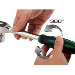 Трещотка 3/8" ротационная с переставным квадратом 60зуб. 240мм TOPTUL