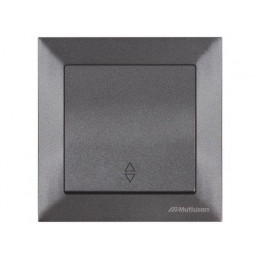 Выключатель проходной 1-клав. (скрытый, пруж. зажим) дымчатый, DARIA, MUTLUSAN