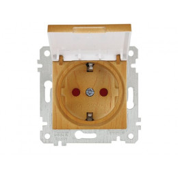 Розетка 1-ая (скрытая, без рамки, с/з, шторки, с крышкой) дуб, RITA, MUTLUSAN