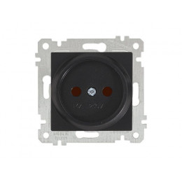 Розетка 1-ая (скрытая, без рамки, б/з, шторки) черная, RITA, MUTLUSAN