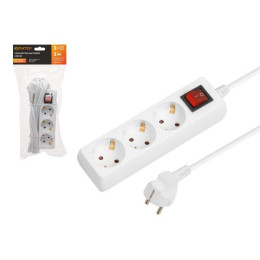 Удлинитель 3м (3 роз., 2,2кВт, с/з, выкл, ПВС 3х0,75) Юпитер