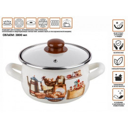 Кастрюля стальная эмалированная, 3.8 л, серия Традиции, PERFECTO LINEA