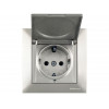 Розетка 1-ая (скрытая, с/з, с крышкой) титан, DARIA, MUTLUSAN