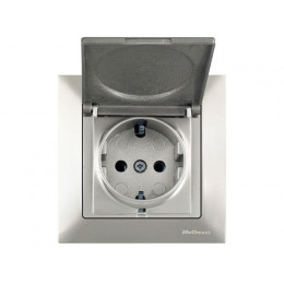 Розетка 1-ая (скрытая, с/з, с крышкой) титан, DARIA, MUTLUSAN