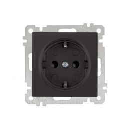 Розетка 1-ая (скрытая, без рамки, с/з, шторки) черная, DARIA, MUTLUSAN