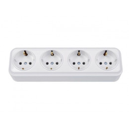 Розетка 4-ая (открытая, с/з) белая, Вариант, Bylectrica