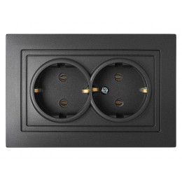 Розетка 2-ая (скрытая, с/з) графит, Уют, BYLECTRICA