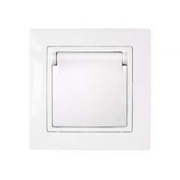 Розетка 1-ая с з/к крышкой (скрытая, с/з, з/ш,брызг. защ.) белая, Уют, BYLECTRICA