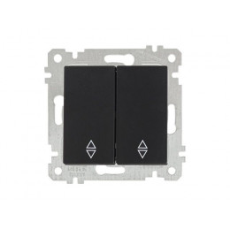 Выключатель проходной 2-клав. (скрытый, без рамки, пруж. зажим) черный, RITA, MUTLUSAN