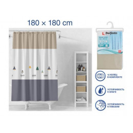 Шторка для ванной (12 колец в комплекте), 180x180 см, Secret, лампы, PERFECTO LINEA