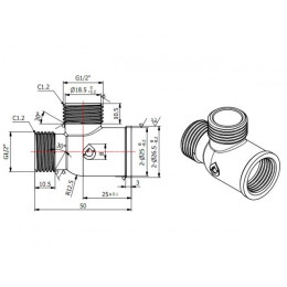 Тройник 1/2" вн.-нар.-нар., AV Engineering (инд. упак.)