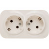 Розетка 2-ая (открытая, с/з) бежевая, Bailly, LEIDEN ELECTRIC