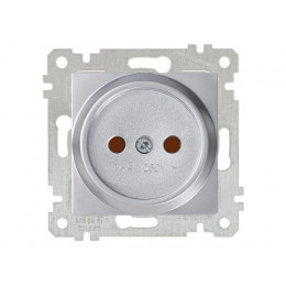 Розетка 1-ая (скрытая, без рамки, б/з, шторки) серебро, RITA, MUTLUSAN