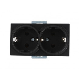 Розетка 2-ая (скрытая, с/з, керамика) черная, RITA, MUTLUSAN