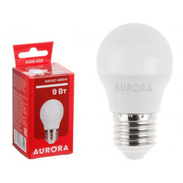 Лампа светодиодная G45 ШАР 9Вт 230В E27 4500K AURORA