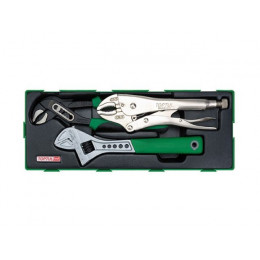 Набор-сет плоскогубцы перест., зажим, ключ разводн. 3предм. TOPTUL