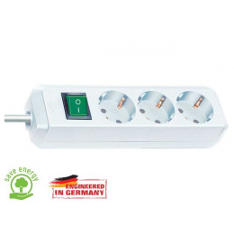 Удлинитель 1.5м (3 роз., 3.3кВт, с/з, выкл., ПВС) белый Brennenstuhl Eco-Line