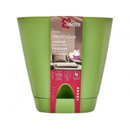Горшок для цветов с прикорневым поливом, 4 л., Amsterdam, оливковый, InGreen
