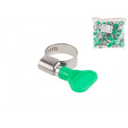 Хомут червячный с ключом "бабочка" 12-20 мм, нерж.сталь (W2) (50 шт в пакете) STARFIX