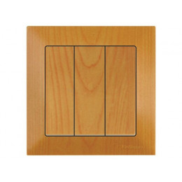 Выключатель 3-клав. (скрытый, пруж. зажим) дуб, DARIA, MUTLUSAN