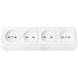 Розетка 4-ая (открытая, б/з) белая, Пралеска, Bylectrica