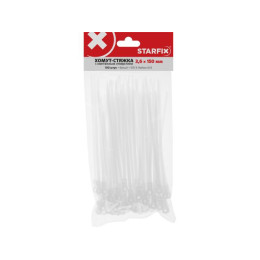 Хомут-стяжка с монтажным отверстием 3.6х150 мм белый (100 шт в уп.) STARFIX