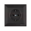 Розетка 1-ая (скрытая, с/з, шторки) черная, DARIA, MUTLUSAN
