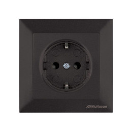 Розетка 1-ая (скрытая, с/з, шторки) черная, DARIA, MUTLUSAN