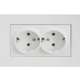 Розетка 2-ая (скрытая,с/з) белая,, RITA, MUTLUSAN