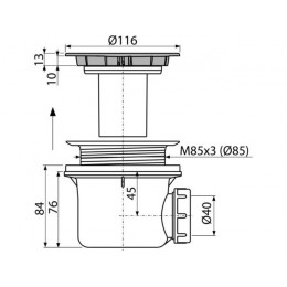 Сифон для душевого поддона, хромированный  Alcaplast