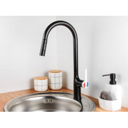 Смеситель для кухни (Lt) D35, серия Rose черный + белый, a-five