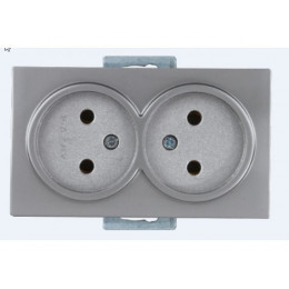 Розетка 2-ая (скрытая, б/з, керамика) серебро, DARIA, MUTLUSAN