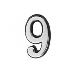 Цифра дверная АЛЛЮР БОЛЬШАЯ пластик "9" хром