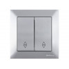 Выключатель проходной 2-клав. (скрытый, винт. зажим) серебро, DARIA, MUTLUSAN