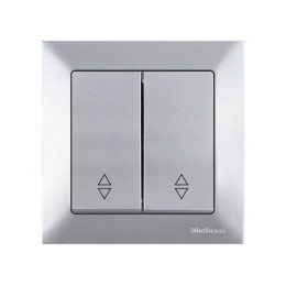 Выключатель проходной 2-клав. (скрытый, винт. зажим) серебро, DARIA, MUTLUSAN